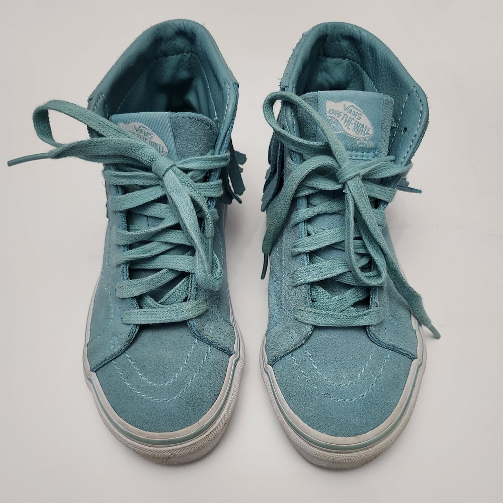 Vans Sk8-Hi Moc Suede Tassel Unisex Kids Teal Skate Sneaker Shoes ...